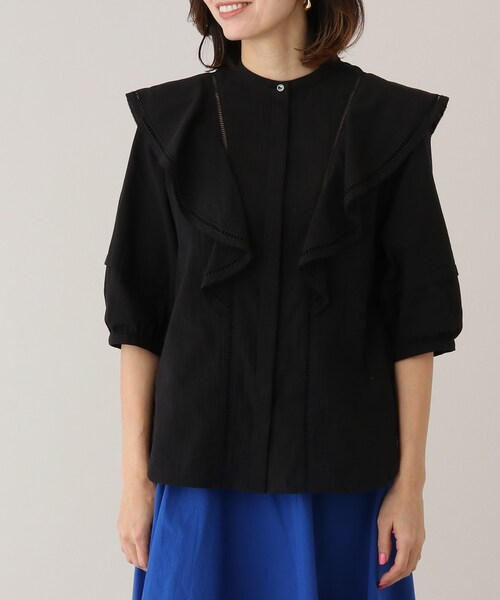 UNTITLED（アンタイトル）の「◆【STORY掲載】ブリーゼワッシャークロス ブラウス＜洗える＞（シャツ/ブラウス・レディース・ブラック/アイボリー・44/00/02/04/48）」の4枚目の写真