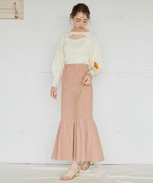 archives（アルシーヴ）の「チェックシャーリングスカート（スカート・レディース・オレンジ/グリーン/ブラック・MEDIUM）」の6枚目の写真