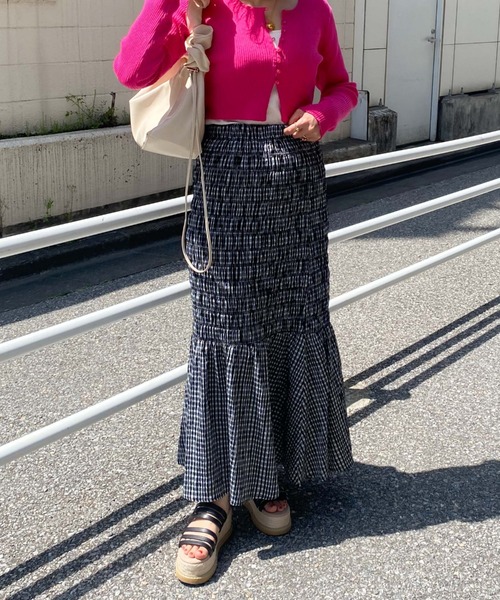 archives（アルシーヴ）の「チェックシャーリングスカート（スカート・レディース・オレンジ/グリーン/ブラック・MEDIUM）」の9枚目の写真