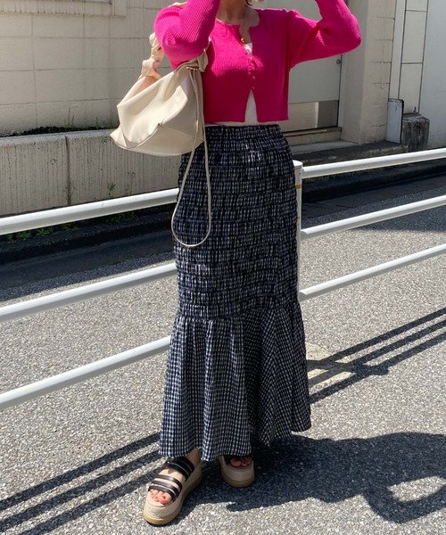 archives（アルシーヴ）の「チェックシャーリングスカート（スカート・レディース・オレンジ/グリーン/ブラック・MEDIUM）」の10枚目の写真