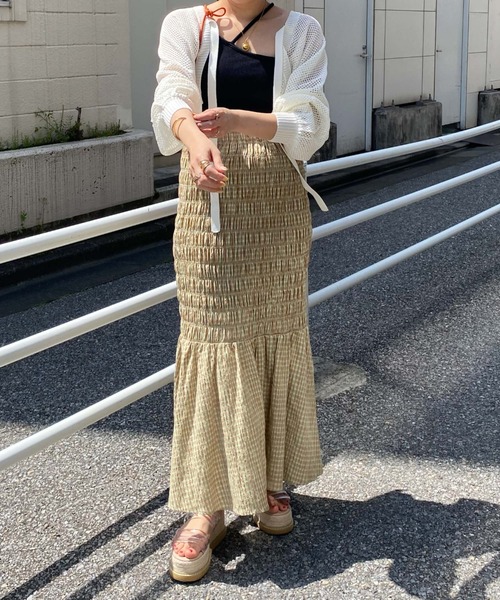 archives（アルシーヴ）の「チェックシャーリングスカート（スカート・レディース・オレンジ/グリーン/ブラック・MEDIUM）」の14枚目の写真