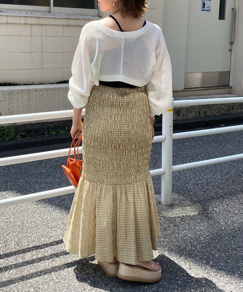 archives（アルシーヴ）の「チェックシャーリングスカート（スカート・レディース・オレンジ/グリーン/ブラック・MEDIUM）」の18枚目の写真