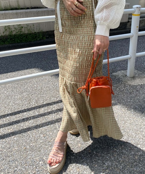 archives（アルシーヴ）の「チェックシャーリングスカート（スカート・レディース・オレンジ/グリーン/ブラック・MEDIUM）」の22枚目の写真