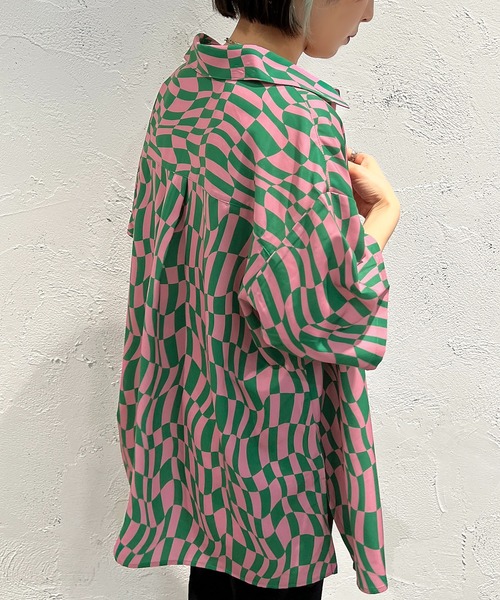 apres jour mignon(アプレジュールミニョン)の「チェッカーフラッグプリントシャツ【ZOZOTOWN限定アイテム】(シャツ/ブラウス・レディース・オフホワイト/ピンク/ブルー・X-LARGE/フリー)」の9枚目の写真