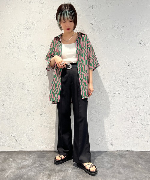 apres jour mignon(アプレジュールミニョン)の「チェッカーフラッグプリントシャツ【ZOZOTOWN限定アイテム】(シャツ/ブラウス・レディース・オフホワイト/ピンク/ブルー・X-LARGE/フリー)」の12枚目の写真