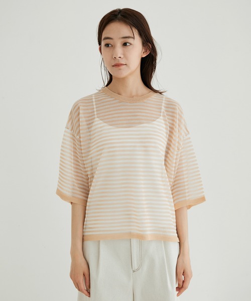 SALON adam et rope'（サロン アダム エ ロペ）の「【WEB限定】シアークルーネックT（Tシャツ/カットソー・レディース・ベージュ/ラベンダー/ベージュ系その他/ブラック・FREE）」の8枚目の写真