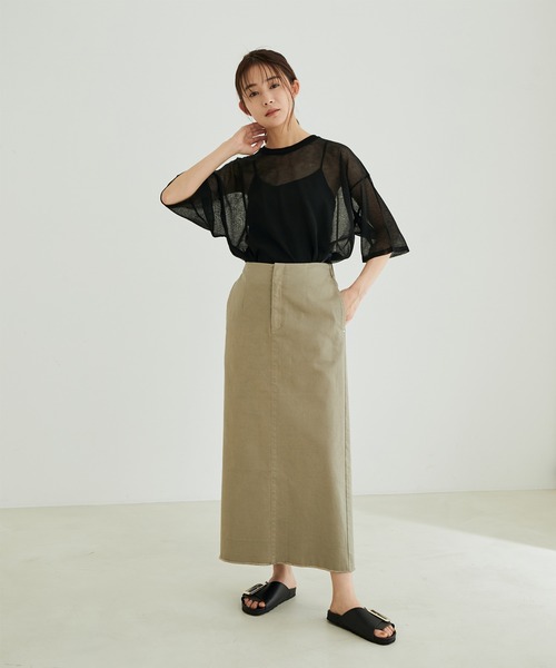 SALON adam et rope'（サロン アダム エ ロペ）の「【WEB限定】シアークルーネックT（Tシャツ/カットソー・レディース・ベージュ/ラベンダー/ベージュ系その他/ブラック・FREE）」の18枚目の写真