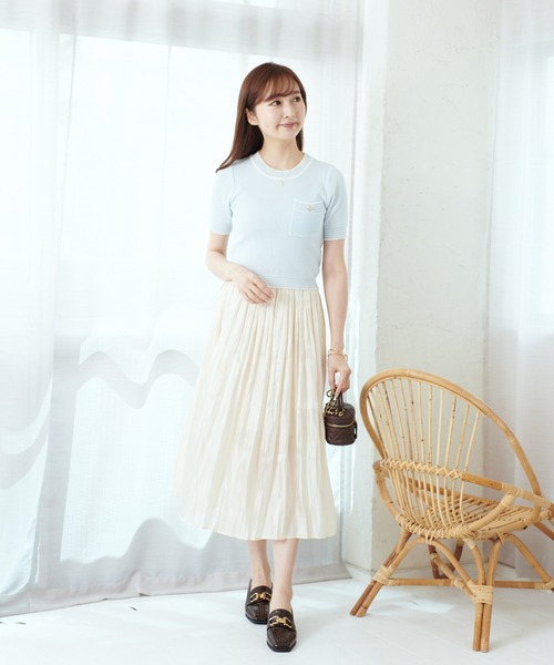 Lamoa（ラモア）の「Lamoa/レトロ ツイード 半袖トップス（Tシャツ/カットソー・レディース・レッド/ブルー/グリーン・FREE）」の19枚目の写真