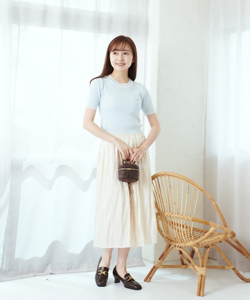 Lamoa（ラモア）の「Lamoa/レトロ ツイード 半袖トップス（Tシャツ/カットソー・レディース・レッド/ブルー/グリーン・FREE）」の21枚目の写真