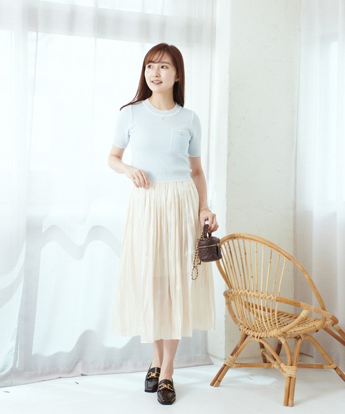 Lamoa（ラモア）の「Lamoa/レトロ ツイード 半袖トップス（Tシャツ/カットソー・レディース・レッド/ブルー/グリーン・FREE）」の22枚目の写真