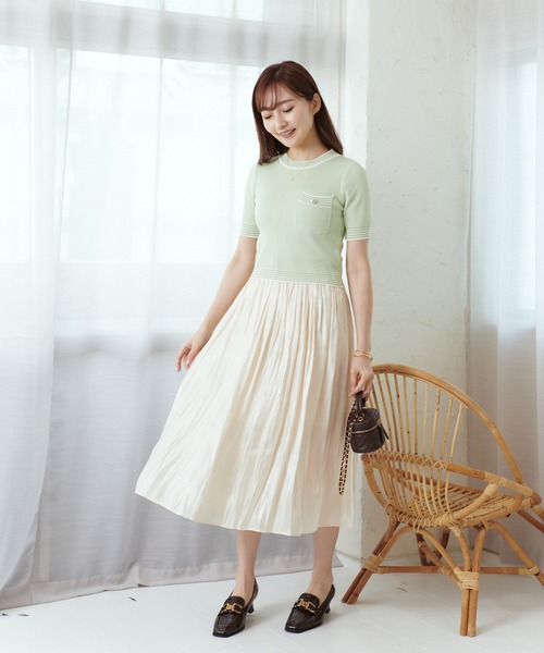 Lamoa（ラモア）の「Lamoa/レトロ ツイード 半袖トップス（Tシャツ/カットソー・レディース・レッド/ブルー/グリーン・FREE）」の5枚目の写真