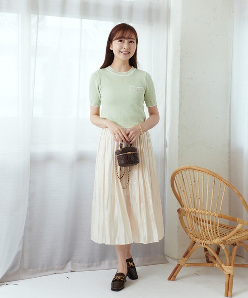 Lamoa（ラモア）の「Lamoa/レトロ ツイード 半袖トップス（Tシャツ/カットソー・レディース・レッド/ブルー/グリーン・FREE）」の11枚目の写真