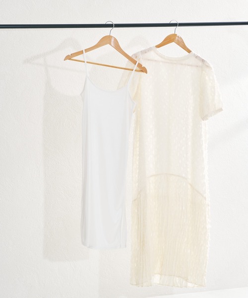 acro（アクロ）の「フェザージャガードドレスワンピース(インナーペチコート付き）/AC1409（ワンピース・レディース・ホワイト/ブラック・ﾌﾘ-）」の5枚目の写真