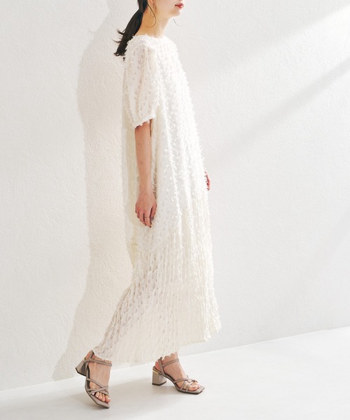 acro（アクロ）の「フェザージャガードドレスワンピース(インナーペチコート付き）/AC1409（ワンピース・レディース・ホワイト/ブラック・ﾌﾘ-）」の7枚目の写真