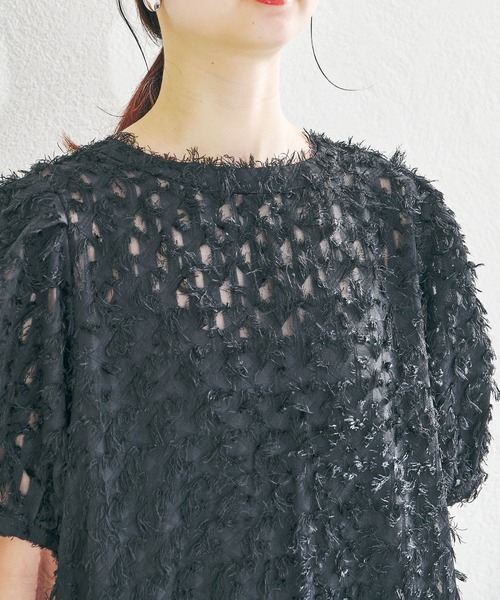 acro（アクロ）の「フェザージャガードドレスワンピース(インナーペチコート付き）/AC1409（ワンピース・レディース・ホワイト/ブラック・ﾌﾘ-）」の15枚目の写真