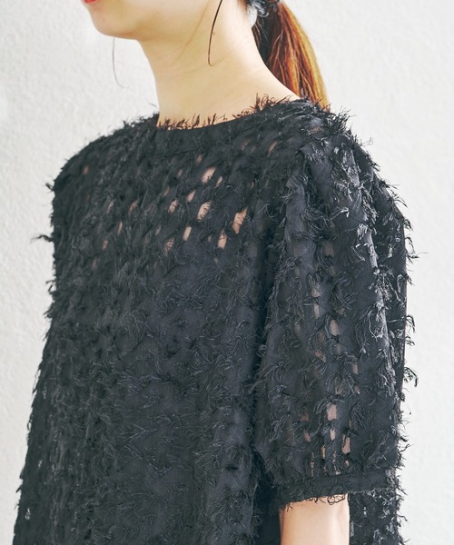 acro（アクロ）の「フェザージャガードドレスワンピース(インナーペチコート付き）/AC1409（ワンピース・レディース・ホワイト/ブラック・ﾌﾘ-）」の6枚目の写真