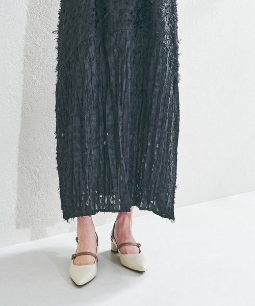 acro（アクロ）の「フェザージャガードドレスワンピース(インナーペチコート付き）/AC1409（ワンピース・レディース・ホワイト/ブラック・ﾌﾘ-）」の11枚目の写真