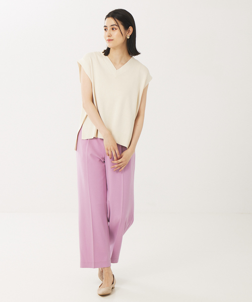 abahouse mavie（アバハウスマヴィ）の「強撚レーヨンナイロンニットベスト（ニット/セーター・レディース・アイボリー/ダークネイビー/ダークオレンジ・フリー）」の6枚目の写真