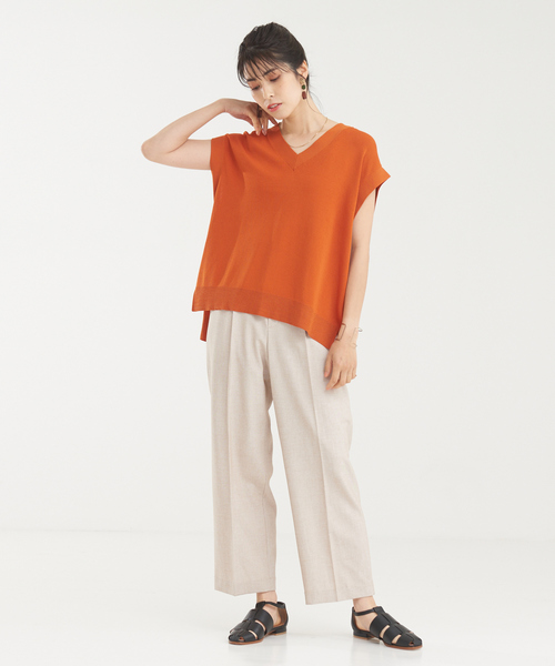 abahouse mavie（アバハウスマヴィ）の「強撚レーヨンナイロンニットベスト（ニット/セーター・レディース・アイボリー/ダークネイビー/ダークオレンジ・フリー）」の10枚目の写真