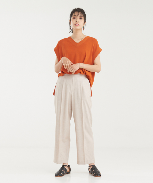 abahouse mavie（アバハウスマヴィ）の「強撚レーヨンナイロンニットベスト（ニット/セーター・レディース・アイボリー/ダークネイビー/ダークオレンジ・フリー）」の11枚目の写真