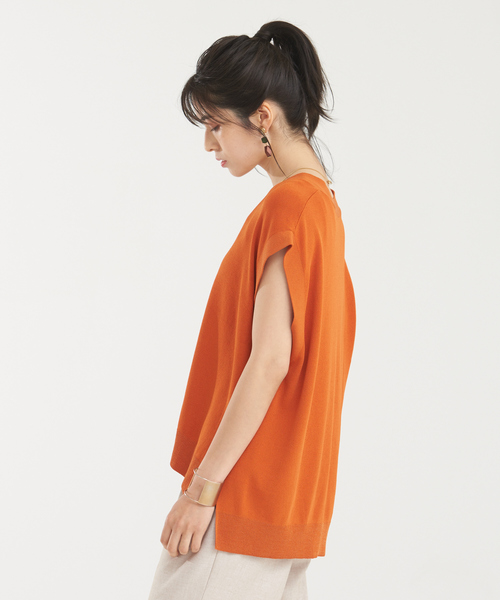 abahouse mavie（アバハウスマヴィ）の「強撚レーヨンナイロンニットベスト（ニット/セーター・レディース・アイボリー/ダークネイビー/ダークオレンジ・フリー）」の15枚目の写真