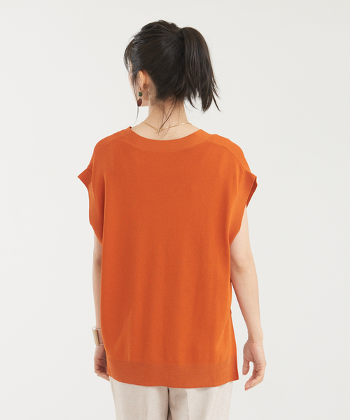 abahouse mavie（アバハウスマヴィ）の「強撚レーヨンナイロンニットベスト（ニット/セーター・レディース・アイボリー/ダークネイビー/ダークオレンジ・フリー）」の16枚目の写真