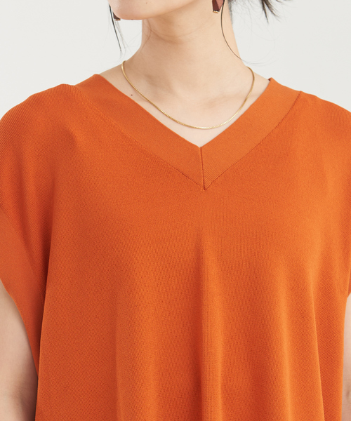 abahouse mavie（アバハウスマヴィ）の「強撚レーヨンナイロンニットベスト（ニット/セーター・レディース・アイボリー/ダークネイビー/ダークオレンジ・フリー）」の19枚目の写真