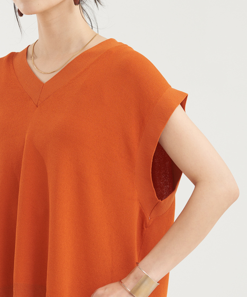 abahouse mavie（アバハウスマヴィ）の「強撚レーヨンナイロンニットベスト（ニット/セーター・レディース・アイボリー/ダークネイビー/ダークオレンジ・フリー）」の20枚目の写真