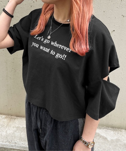 PairPair（ペアペア）の「肩あき刺繍ロゴTEE（Tシャツ/カットソー・レディース・ブラック/オフホワイト/ホワイト系その他・フリー）」の3枚目の写真