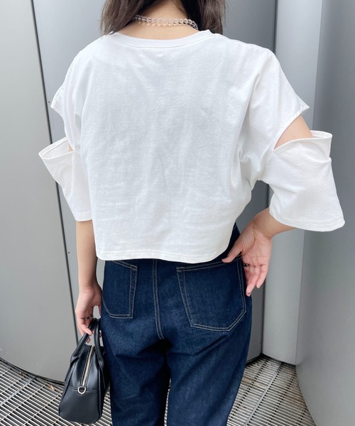 PairPair（ペアペア）の「肩あき刺繍ロゴTEE（Tシャツ/カットソー・レディース・ブラック/オフホワイト/ホワイト系その他・フリー）」の6枚目の写真