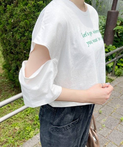PairPair（ペアペア）の「肩あき刺繍ロゴTEE（Tシャツ/カットソー・レディース・ブラック/オフホワイト/ホワイト系その他・フリー）」の12枚目の写真
