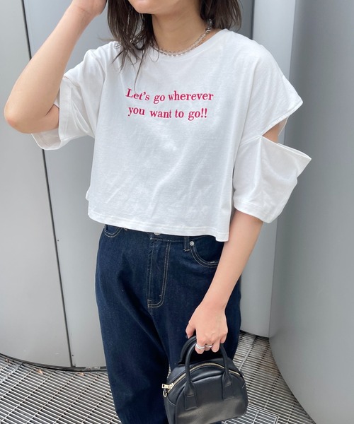 PairPair（ペアペア）の「肩あき刺繍ロゴTEE（Tシャツ/カットソー・レディース・ブラック/オフホワイト/ホワイト系その他・フリー）」の5枚目の写真