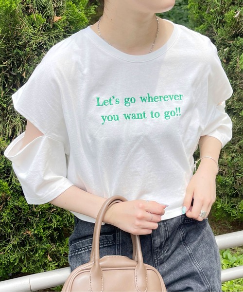 PairPair（ペアペア）の「肩あき刺繍ロゴTEE（Tシャツ/カットソー・レディース・ブラック/オフホワイト/ホワイト系その他・フリー）」の22枚目の写真