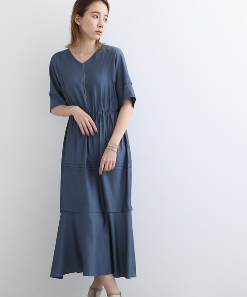 INDIVI 【洗える】ウエストタック デザイン ワンピース INDIVI（インディヴィ）の「◇【洗える】ウエストタックデザイン