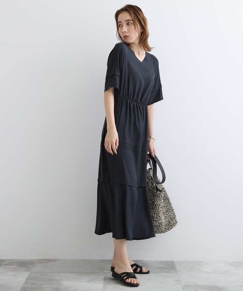 INDIVI 【洗える】ウエストタック デザイン ワンピース INDIVI（インディヴィ）の「◇【洗える】ウエストタックデザイン