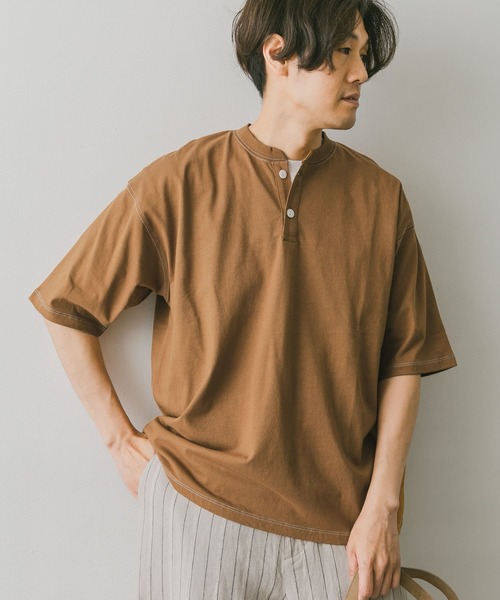 URBAN RESEARCH DOORS(アーバンリサーチドアーズ)の「配色ヘンリーネックTシャツ(Tシャツ/カットソー・メンズ・チャコールグレー/ホワイト/オリーブ/ブラウン系その他・MEDIUM/LARGE)」の18枚目の写真