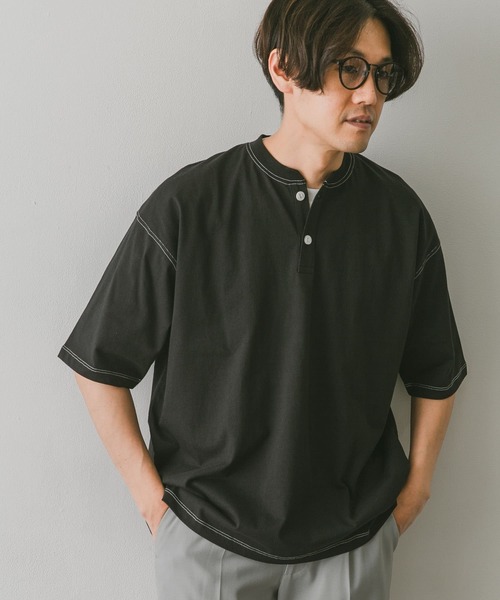 URBAN RESEARCH DOORS(アーバンリサーチドアーズ)の「配色ヘンリーネックTシャツ(Tシャツ/カットソー・メンズ・チャコールグレー/ホワイト/オリーブ/ブラウン系その他・MEDIUM/LARGE)」の21枚目の写真