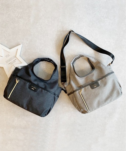 Via Demizon(ビアデミゾン)の「撥水ナイロン2WAY12ポケットトート(トートバッグ・レディース・ブラック/ベージュ/ネイビー/グレー・フリー)」の9枚目の写真