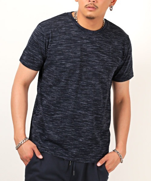LUXSTYLE(ラグスタイル)の「天竺MIX杢クルーネックTシャツ(Tシャツ/カットソー・メンズ・ホワイト/ネイビー/ワイン/チャコール・L/XL/M)」の4枚目の写真