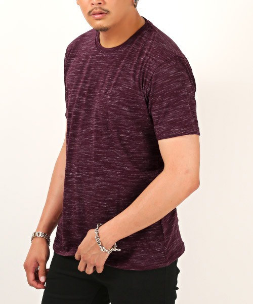 LUXSTYLE(ラグスタイル)の「天竺MIX杢クルーネックTシャツ(Tシャツ/カットソー・メンズ・ホワイト/ネイビー/ワイン/チャコール・L/XL/M)」の1枚目の写真