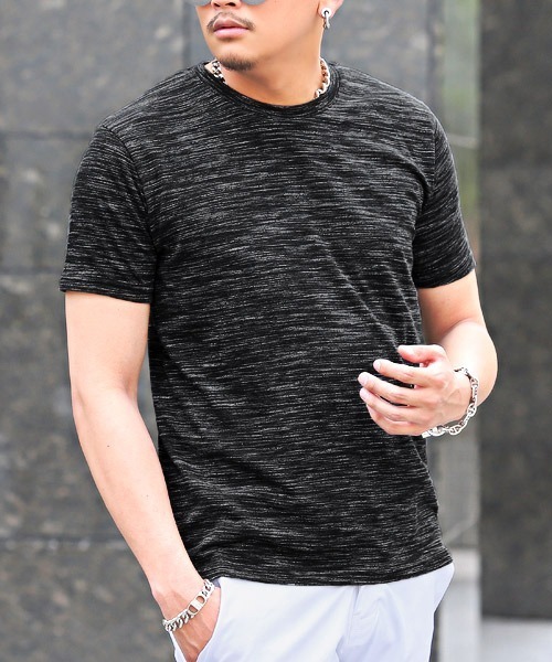LUXSTYLE(ラグスタイル)の「天竺MIX杢クルーネックTシャツ(Tシャツ/カットソー・メンズ・ホワイト/ネイビー/ワイン/チャコール・L/XL/M)」の3枚目の写真