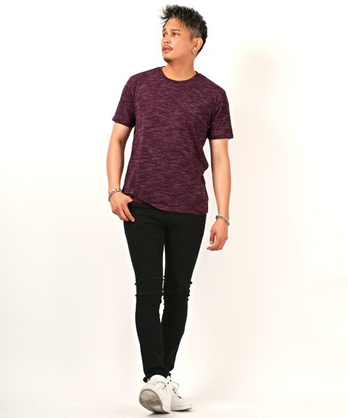 LUXSTYLE(ラグスタイル)の「天竺MIX杢クルーネックTシャツ(Tシャツ/カットソー・メンズ・ホワイト/ネイビー/ワイン/チャコール・L/XL/M)」の10枚目の写真
