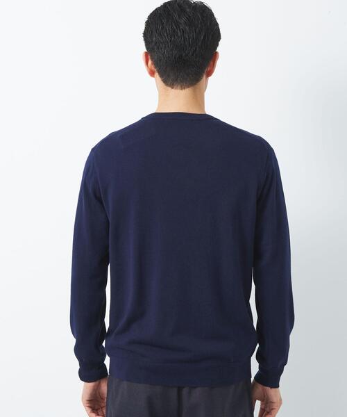 green label relaxing（グリーンレーベルリラクシング）の「120s 天竺 Vネック ニット（ニット/セーター・メンズ・ネイビー/ダークグレー/コバルトブルー・S/M/L/XL）」の8枚目の写真