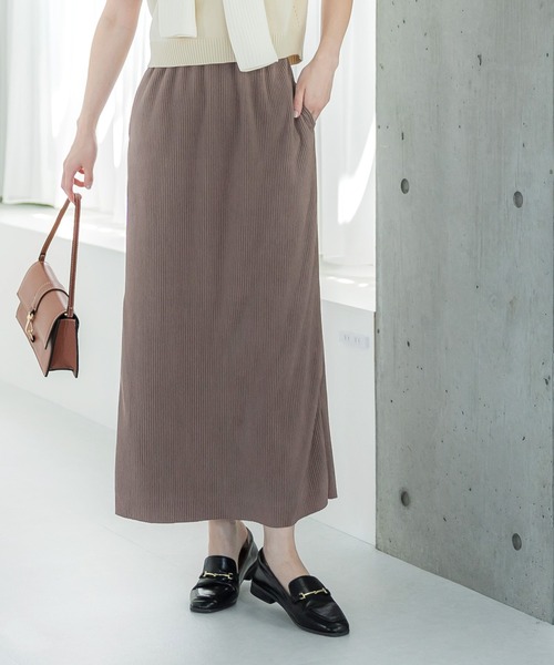 coca（coca）（コカ）の「ピーチスウェードプリーツスカート（スカート・レディース・グレー/アイボリー/ブルー/ブラウン/ブラック・ONE SIZE）」の4枚目の写真