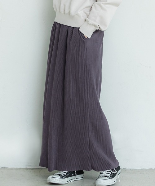 coca（coca）（コカ）の「ピーチスウェードプリーツスカート（スカート・レディース・グレー/アイボリー/ブルー/ブラウン/ブラック・ONE SIZE）」の3枚目の写真