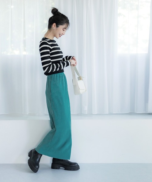 coca（coca）（コカ）の「ピーチスウェードプリーツスカート（スカート・レディース・グレー/アイボリー/ブルー/ブラウン/ブラック・ONE SIZE）」の11枚目の写真