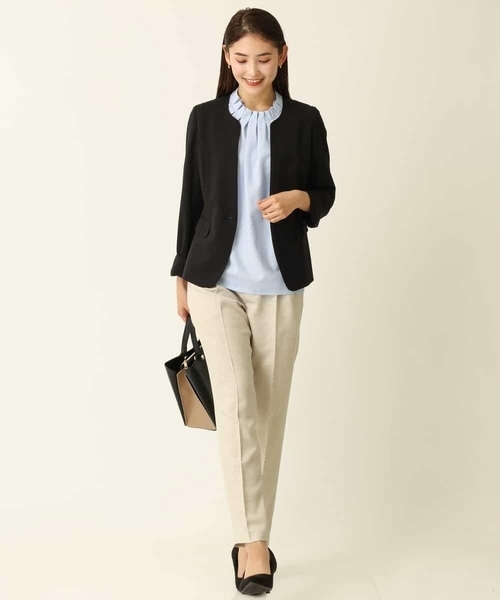 a.v.v(アーヴェヴェ)の「【接触冷感/セットアップ対応】ハイストレッチキーネックライトジャケット(テーラードジャケット・レディース・ライトグレー/ブラック・40/38/36/42/34)」の12枚目の写真