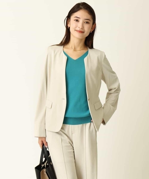 a.v.v(アーヴェヴェ)の「【接触冷感/セットアップ対応】ハイストレッチキーネックライトジャケット(テーラードジャケット・レディース・ライトグレー/ブラック・40/38/36/42/34)」の15枚目の写真