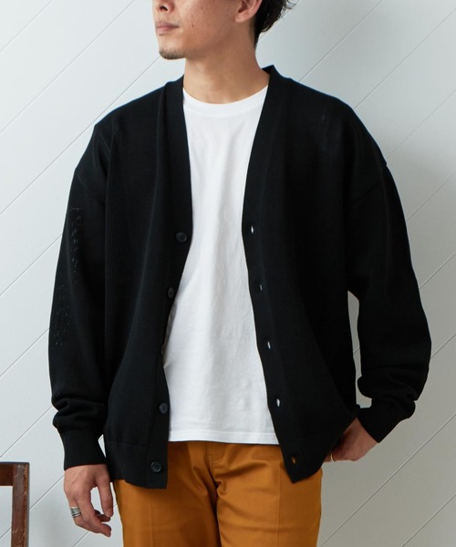 CIAOPANIC TYPY（チャオパニックティピー）の「ドライタッチメッシュVネックカーディガン（カーディガン/ボレロ・メンズ・ブラック/ブラウン/ブルー/グリーン・M/L）」の2枚目の写真