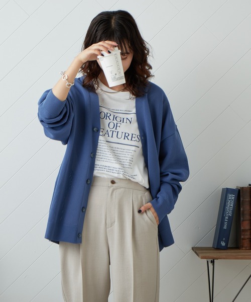 CIAOPANIC TYPY（チャオパニックティピー）の「ドライタッチメッシュVネックカーディガン（カーディガン/ボレロ・メンズ・ブラック/ブラウン/ブルー/グリーン・M/L）」の10枚目の写真